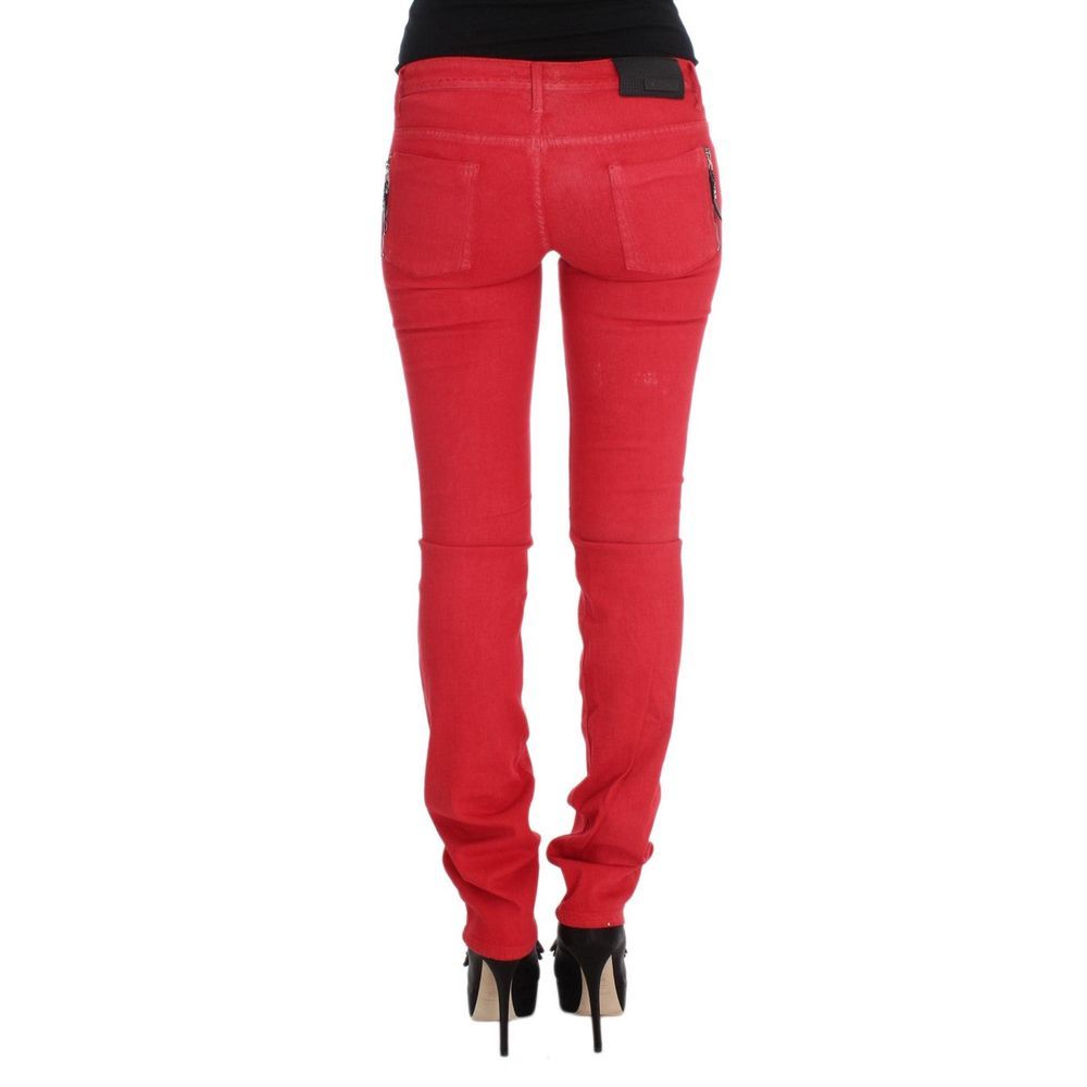 Costume National Red Cotton Skinny Jeans
