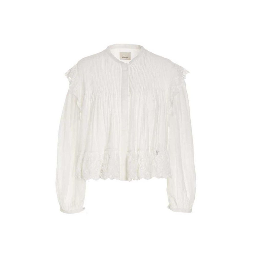 Isabel Marant Mikia Ruffle Embroidery Cotton & Silk Blouse