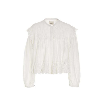 Isabel Marant Mikia Ruffle Embroidery Cotton & Silk Blouse