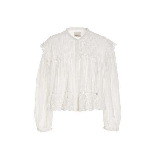 Isabel Marant Mikia Ruffle Embroidery Cotton & Silk Blouse