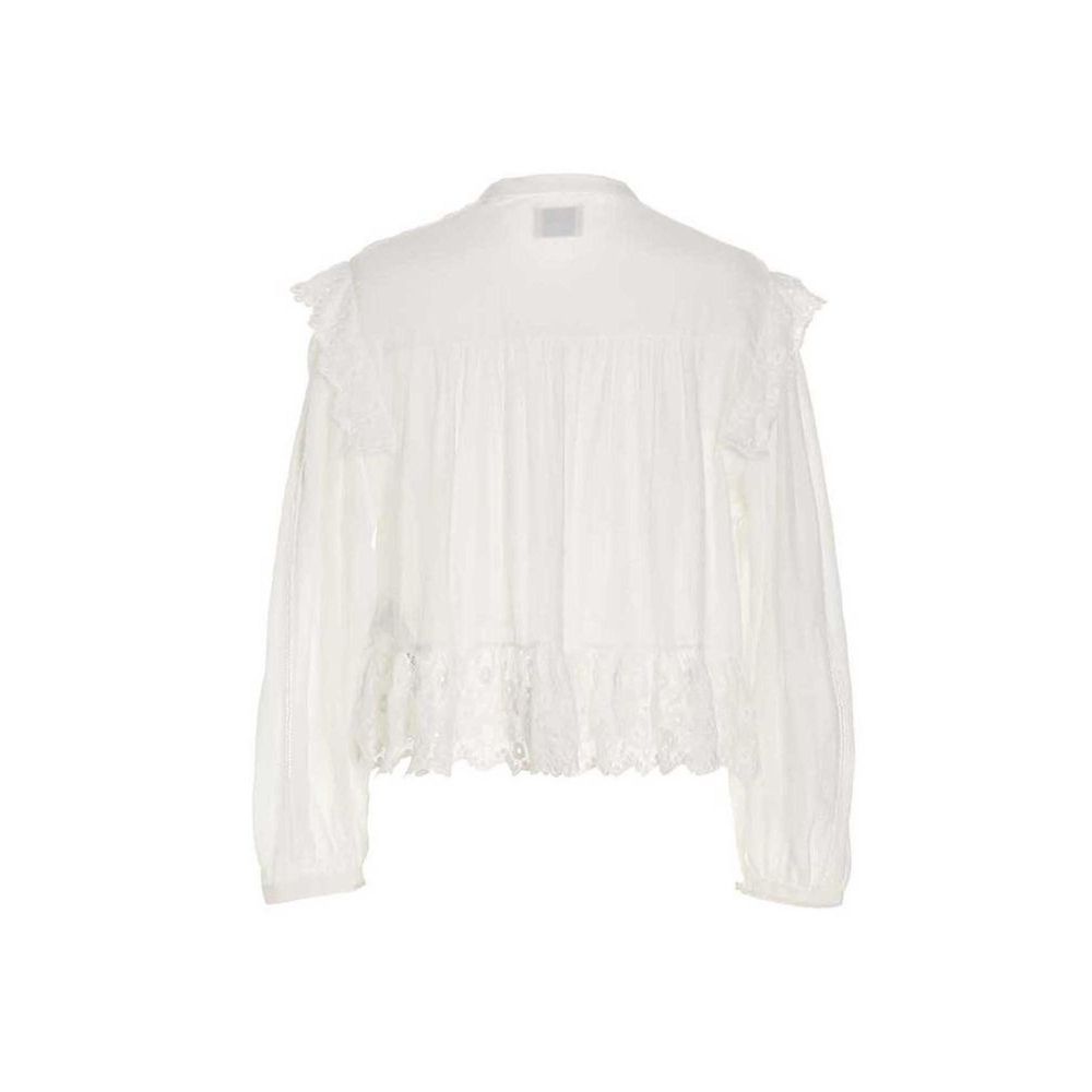 Isabel Marant Mikia Ruffle Embroidery Cotton & Silk Blouse