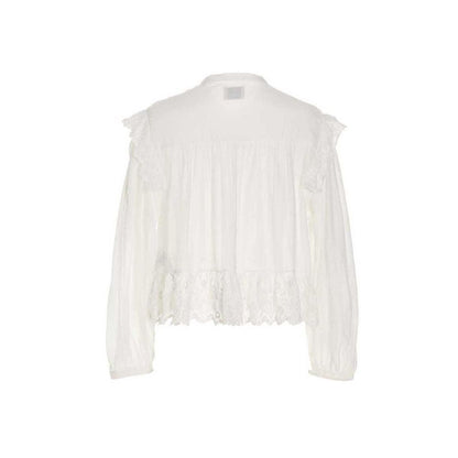 Isabel Marant Mikia Ruffle Embroidery Cotton & Silk Blouse