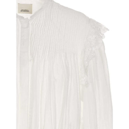 Isabel Marant Mikia Ruffle Embroidery Cotton & Silk Blouse