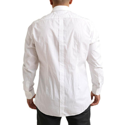 Dolce & Gabbana White Cotton Gold Line Dress Shirt