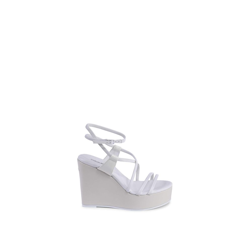 Calvin Klein White Leather Wedge Sandals