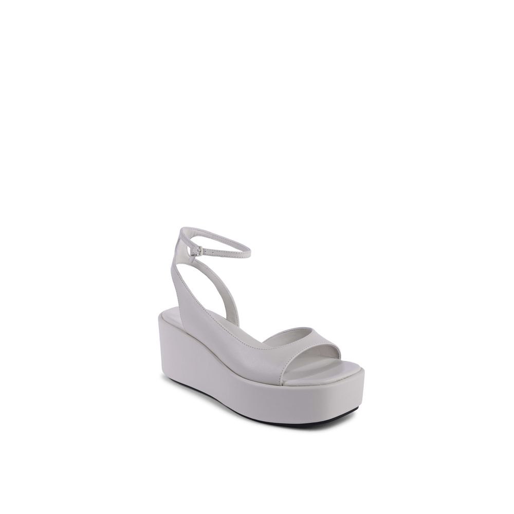 Calvin Klein White Leather Platform Peep-Toe Sandals