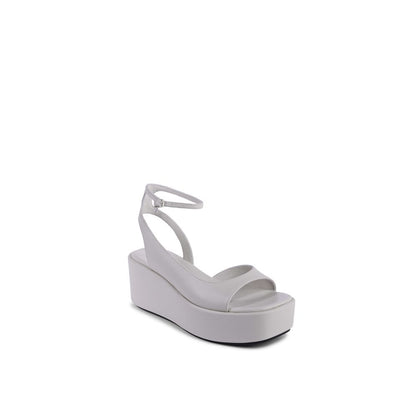 Calvin Klein White Leather Platform Peep-Toe Sandals