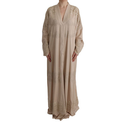 Dolce & Gabbana Beige Silk Full-Length Cape Kaftan Dress