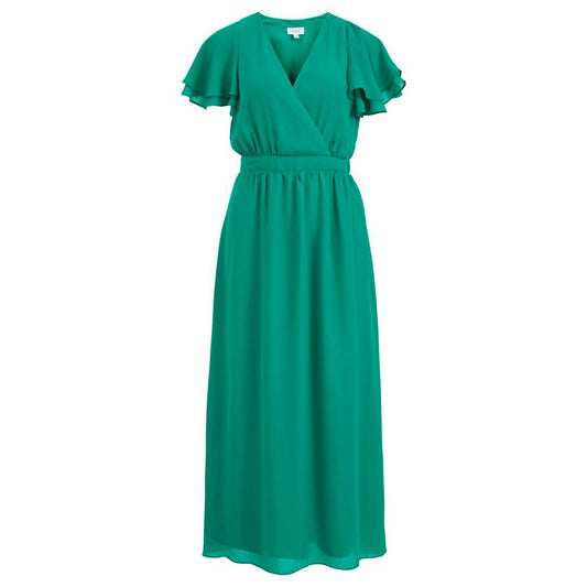 Vila Clothes Green Maxi Short Sleeve Casual Dress