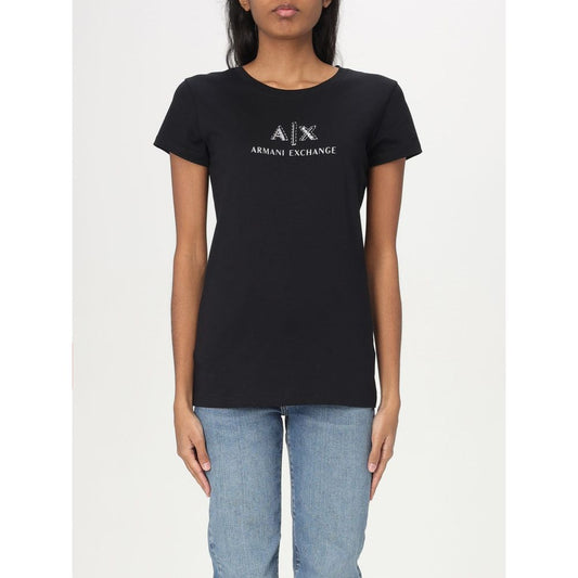 Armani Exchange Black Cotton T-Shirt for Women