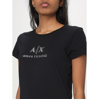 Armani Exchange Black Cotton T-Shirt for Women