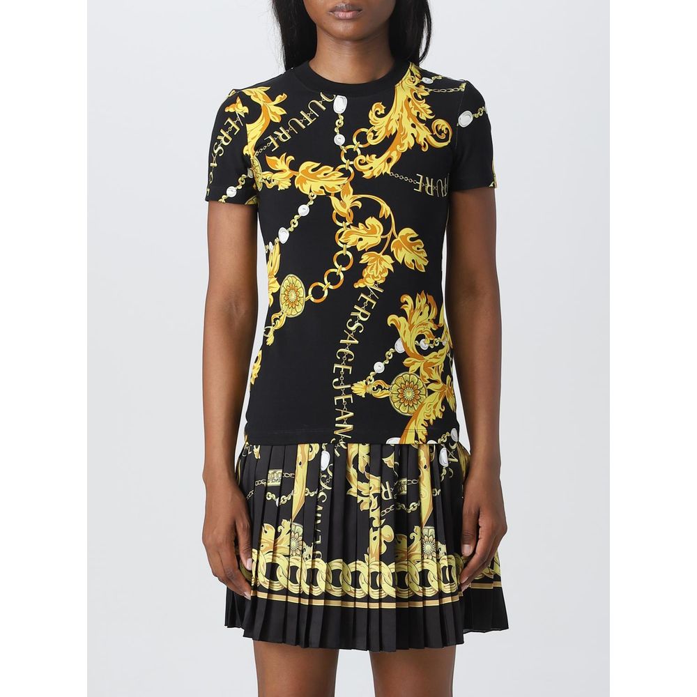 Versace Jeans Black Cotton Baroque T-Shirt