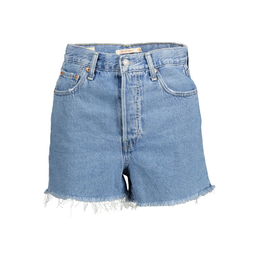 Levi's Light Blue Denim Shorts with Fringed Hem