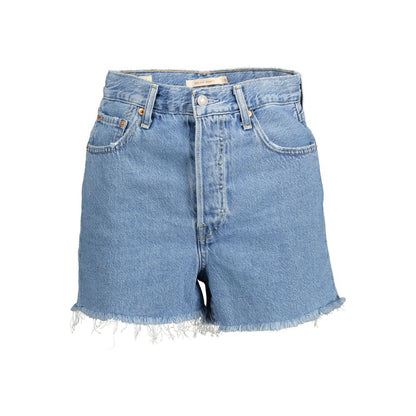 Levi's Light Blue Denim Shorts with Fringed Hem