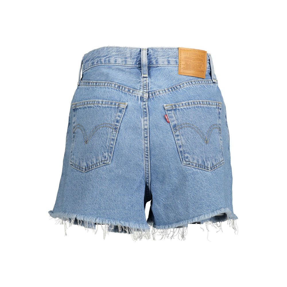 Levi's Light Blue Denim Shorts with Fringed Hem