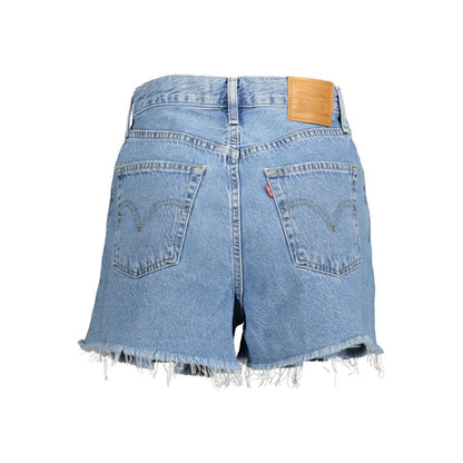 Levi's Light Blue Denim Shorts with Fringed Hem