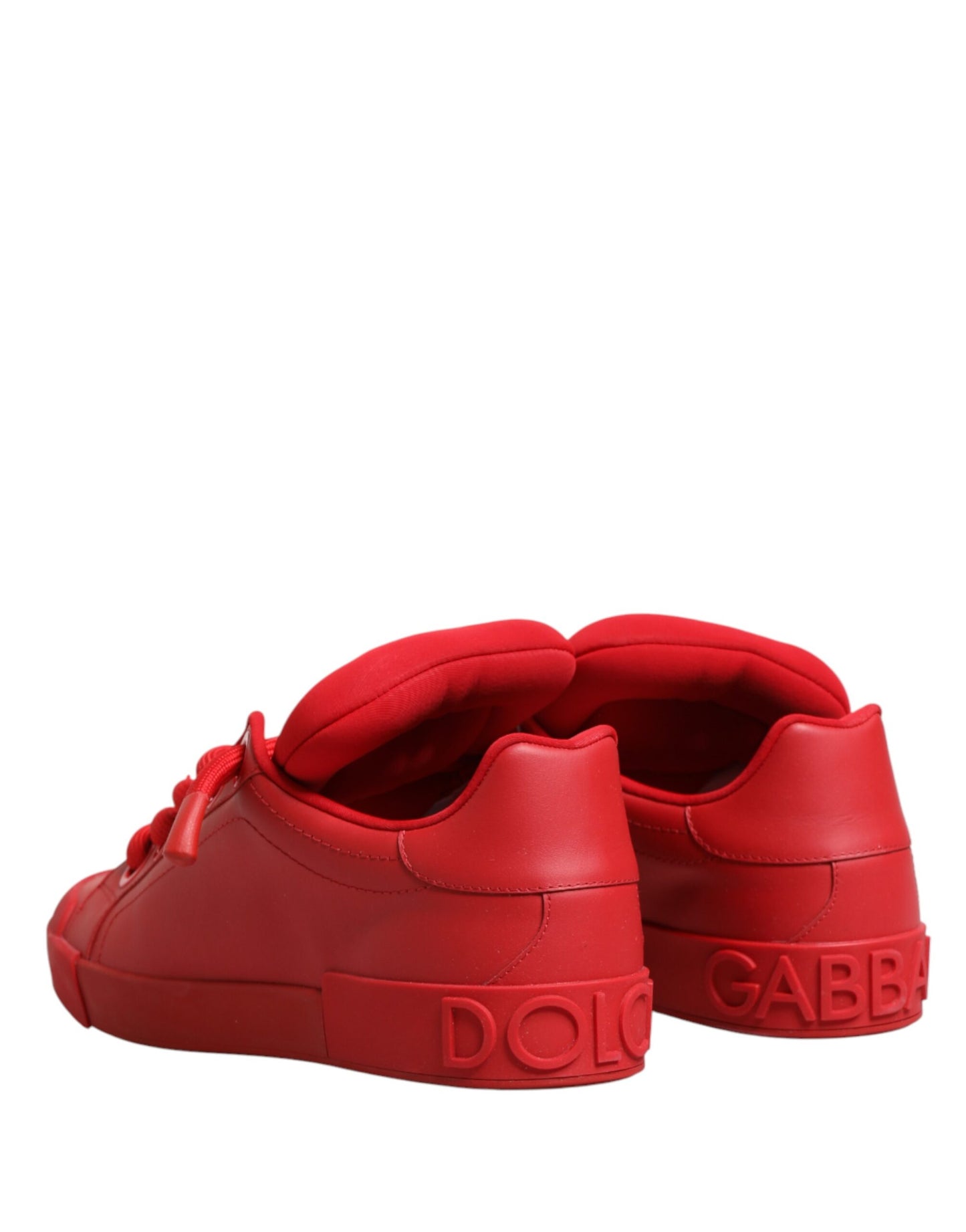 Dolce & Gabbana Red Leather Lace Up Low Top Sneakers