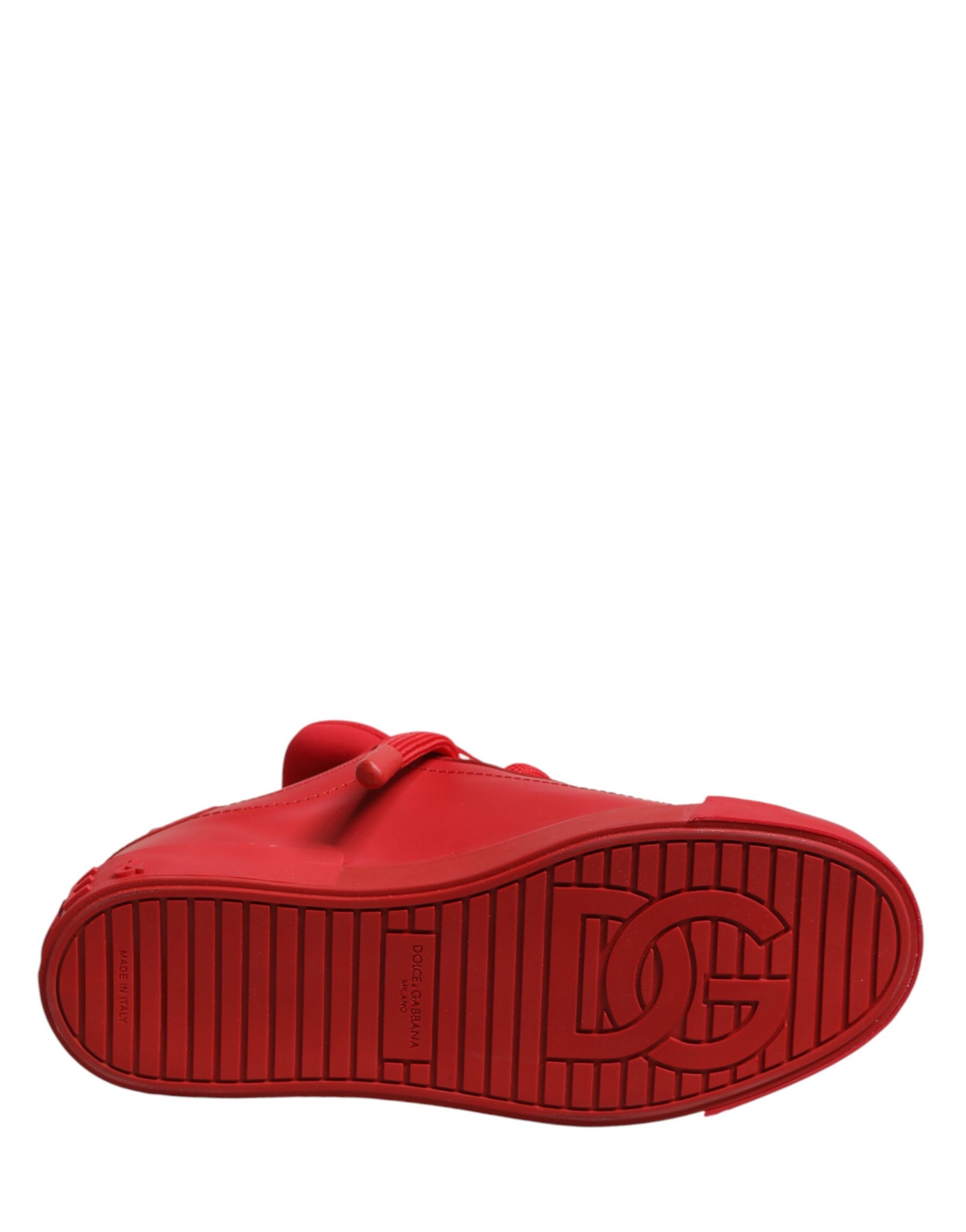 Dolce & Gabbana Red Leather Lace Up Low Top Sneakers