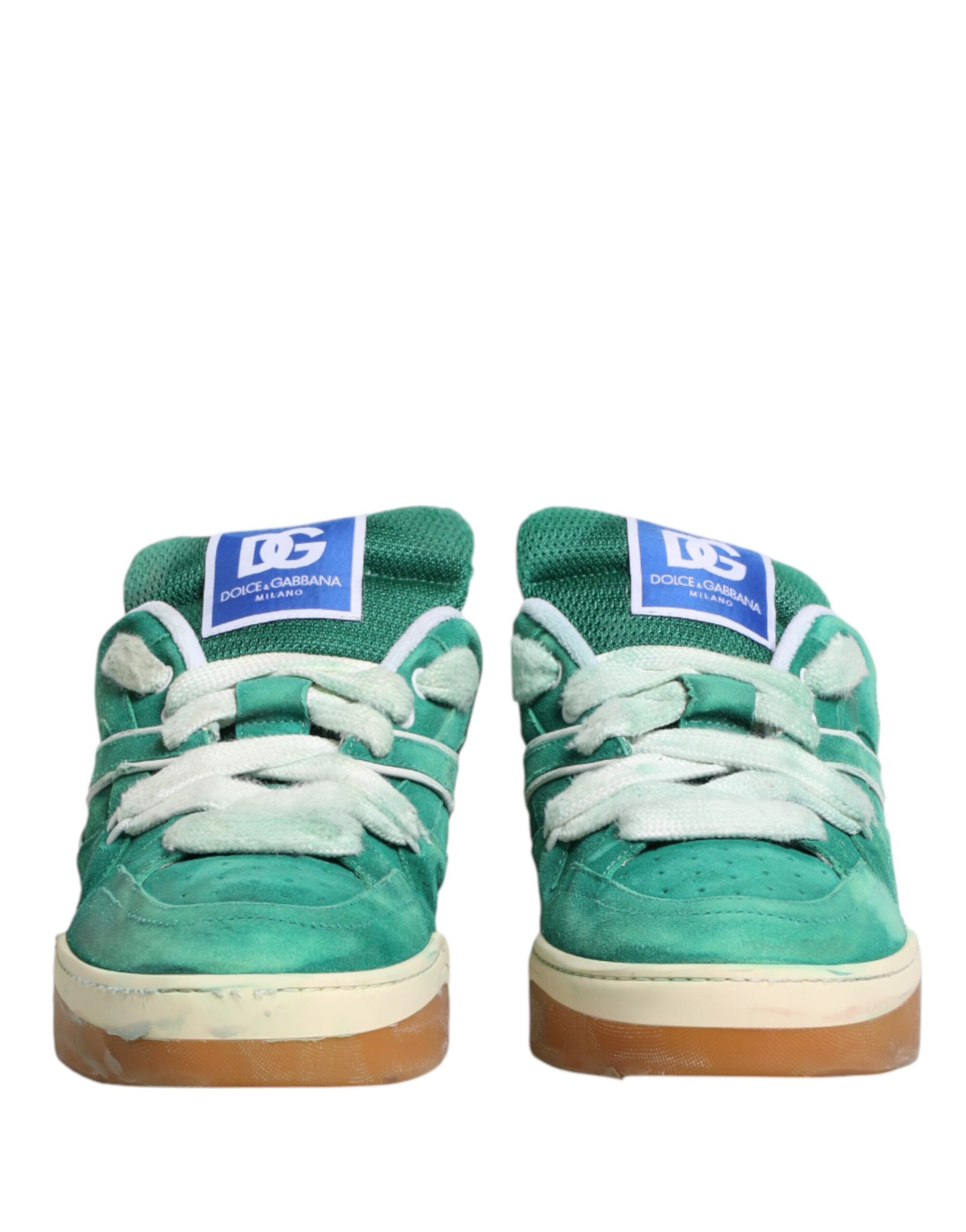 Dolce & Gabbana Green Suede New Roma Low Top Sneakers