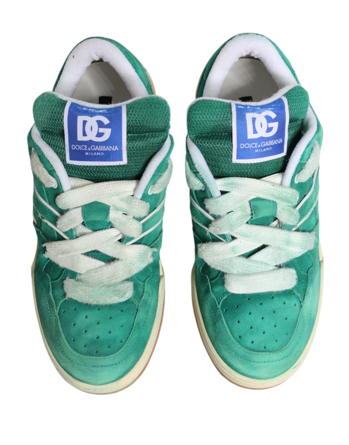 Dolce & Gabbana Green Suede New Roma Low Top Sneakers