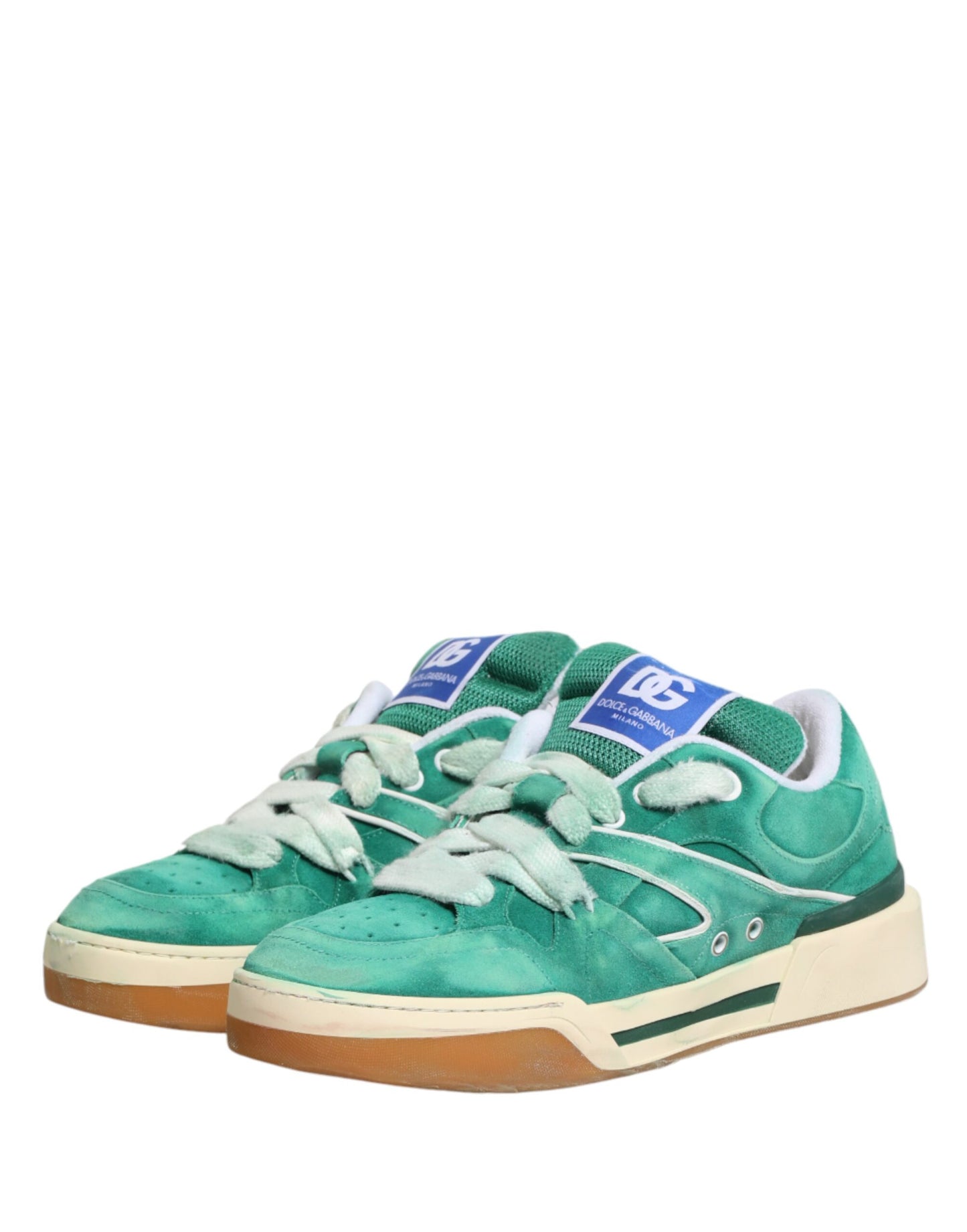 Dolce & Gabbana Green Suede New Roma Low Top Sneakers