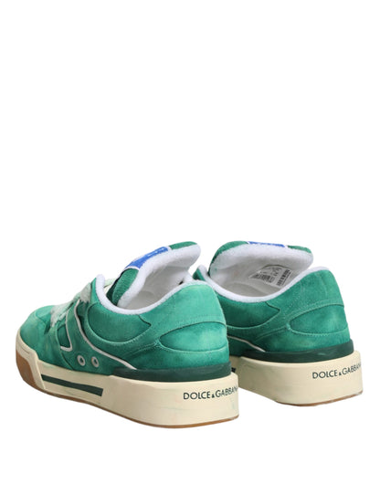 Dolce & Gabbana Green Suede New Roma Low Top Sneakers