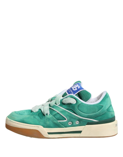 Dolce & Gabbana Green Suede New Roma Low Top Sneakers