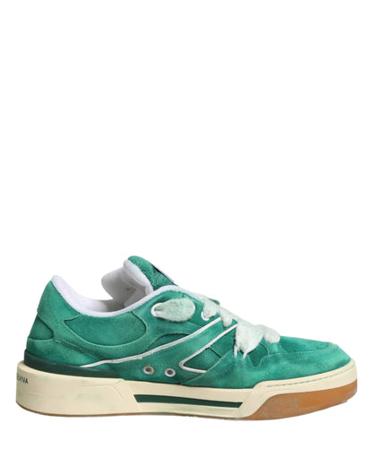 Dolce & Gabbana Green Suede New Roma Low Top Sneakers