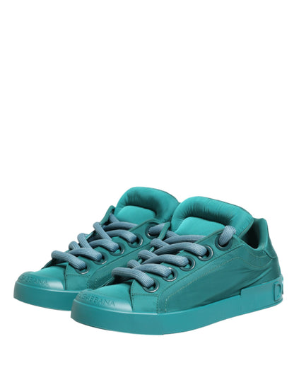 Dolce & Gabbana Teal Portofino Men Low Top Sneakers