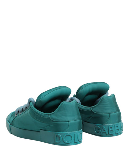Dolce & Gabbana Teal Portofino Men Low Top Sneakers