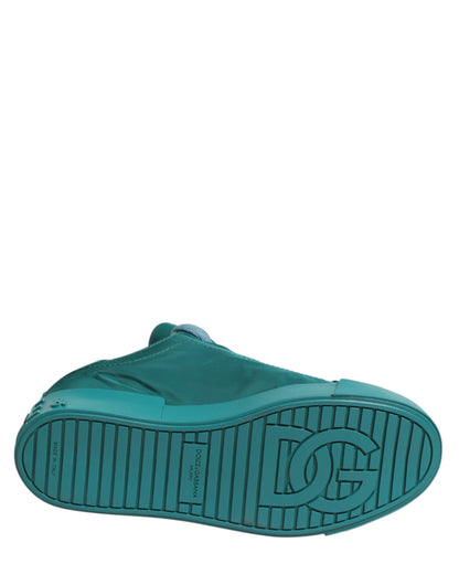 Dolce & Gabbana Teal Portofino Men Low Top Sneakers