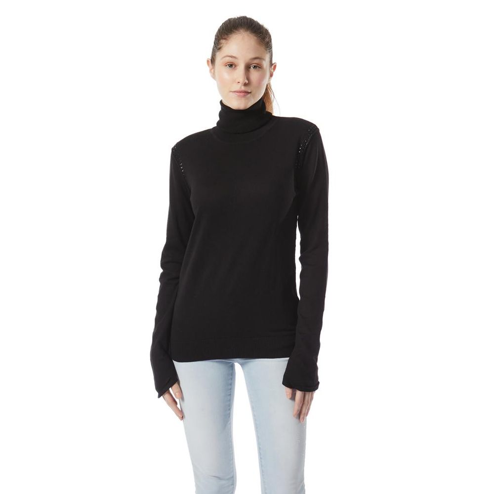 GAS Black Cotton Turtleneck Pullover