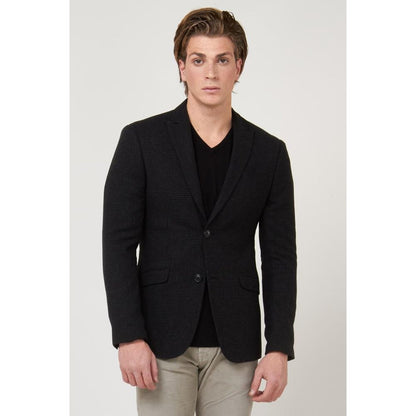 GAS Black Polyester Blazer