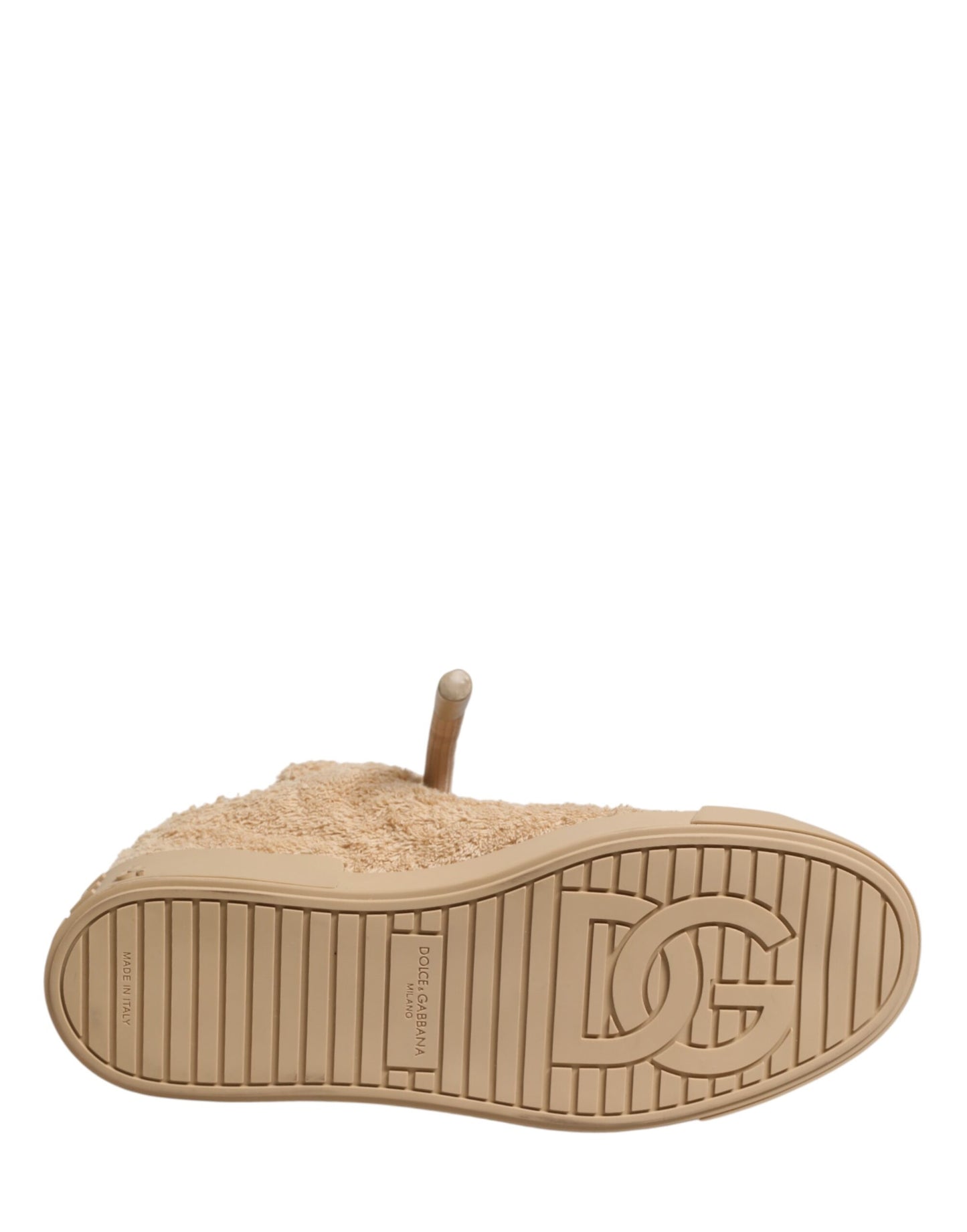 Dolce & Gabbana Beige Faux Shearling Low Top Sneakers