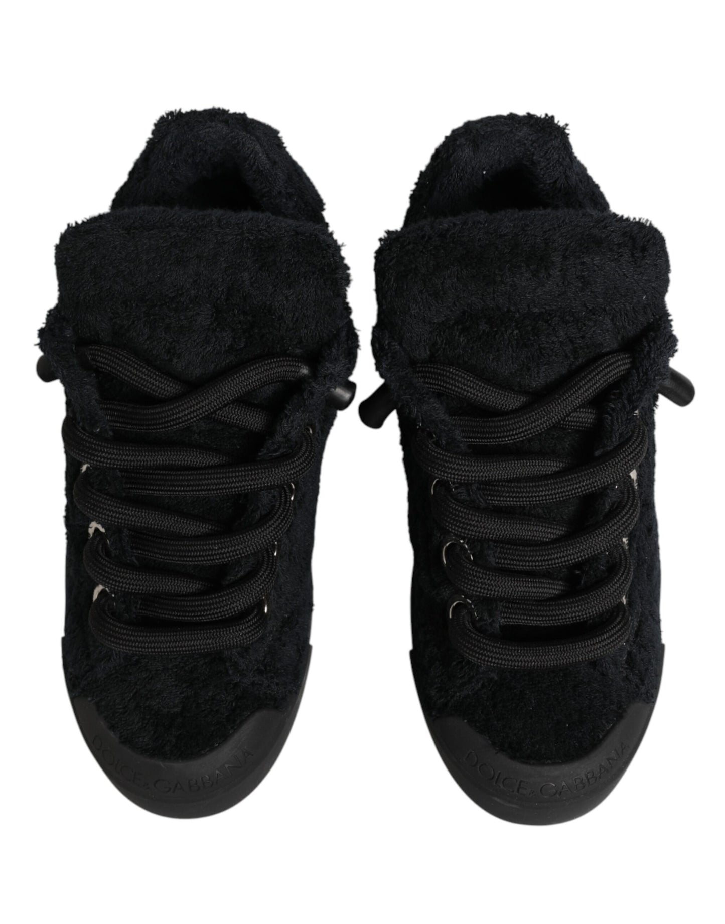 Dolce & Gabbana Black Faux Shearling Low Top Sneakers