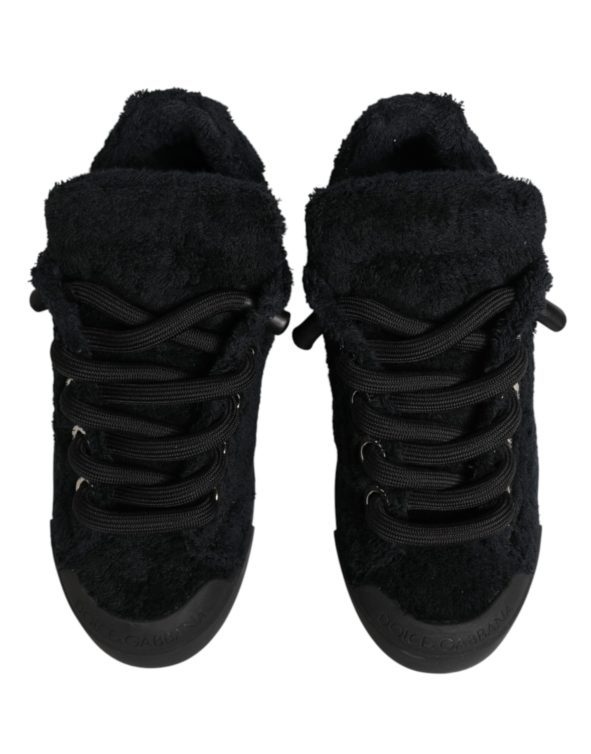 Dolce & Gabbana Black Faux Shearling Low Top Sneakers