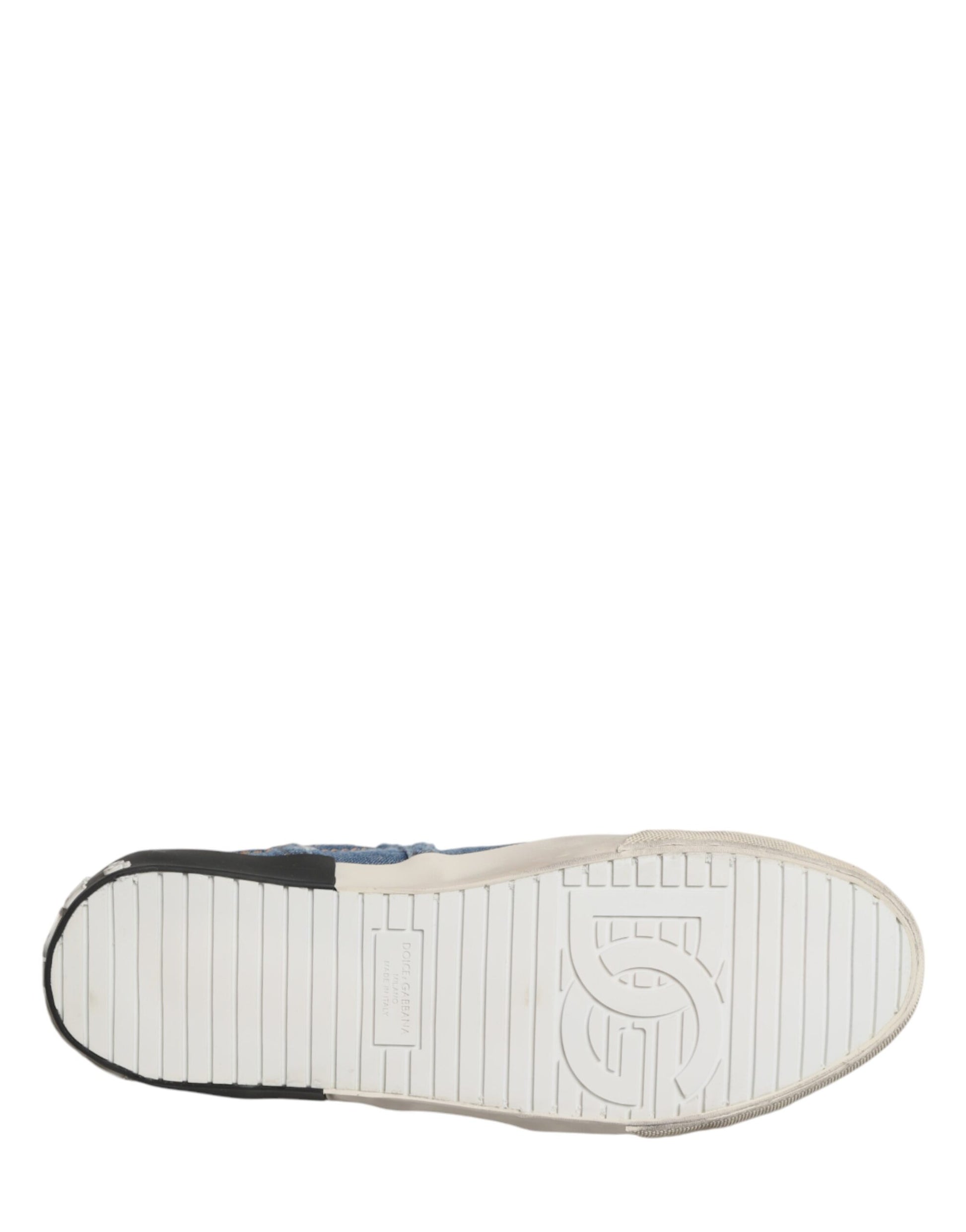 Dolce & Gabbana Blue Distressed Denim Low Top Sneakers