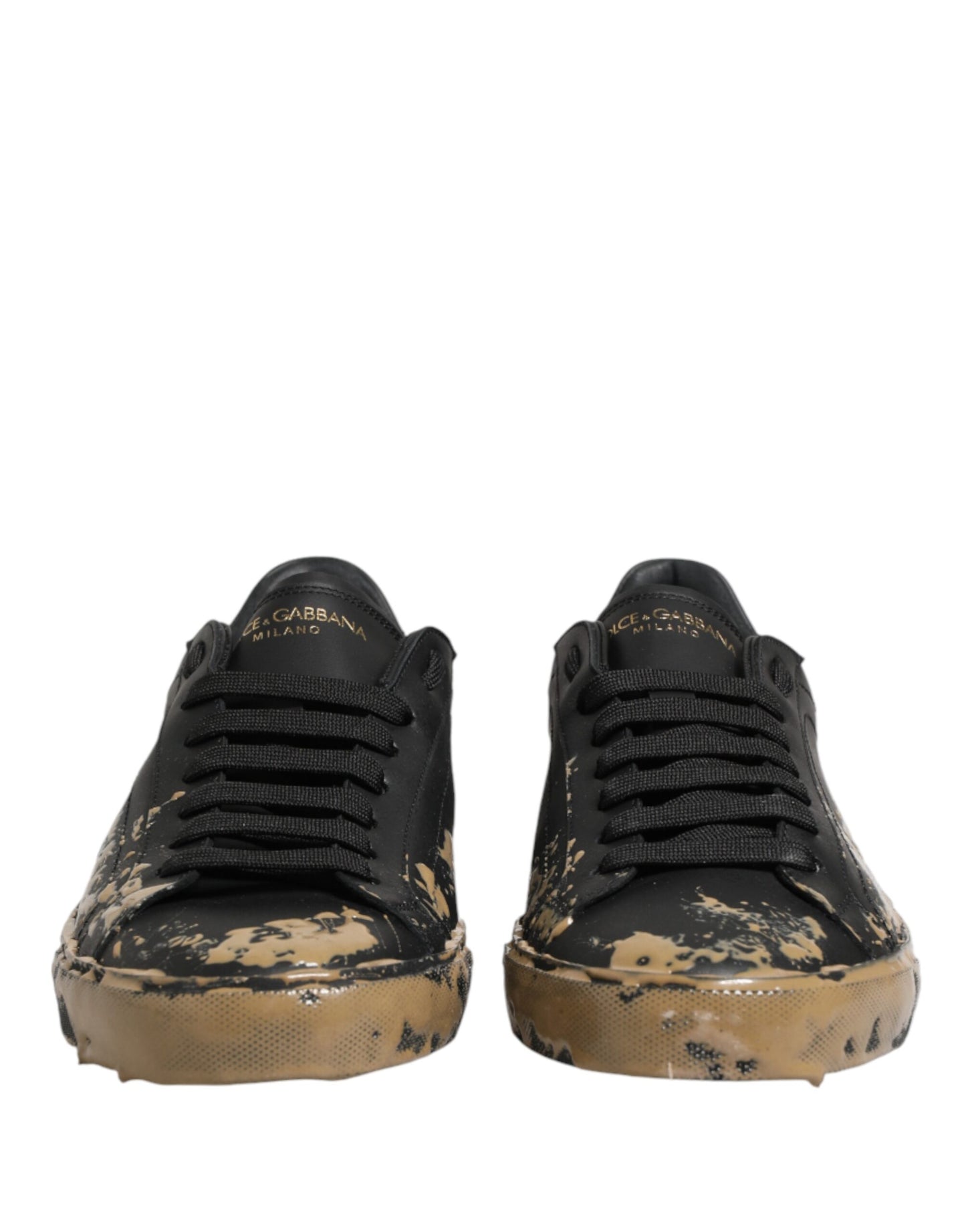 Dolce & Gabbana Black Portofino Mud Effect Low Top Sneakers