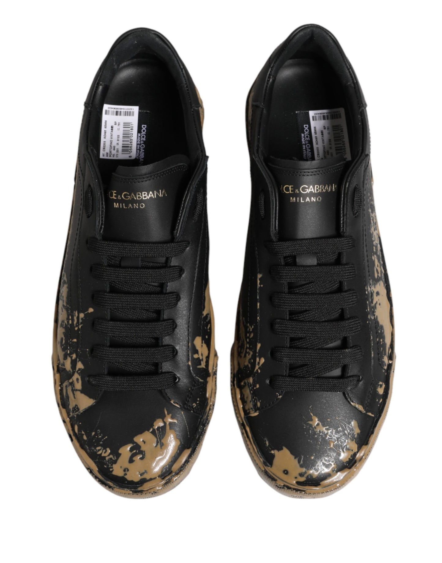 Dolce & Gabbana Black Portofino Mud Effect Low Top Sneakers