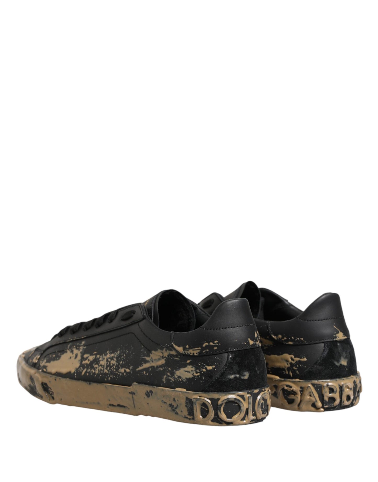 Dolce & Gabbana Black Portofino Mud Effect Low Top Sneakers
