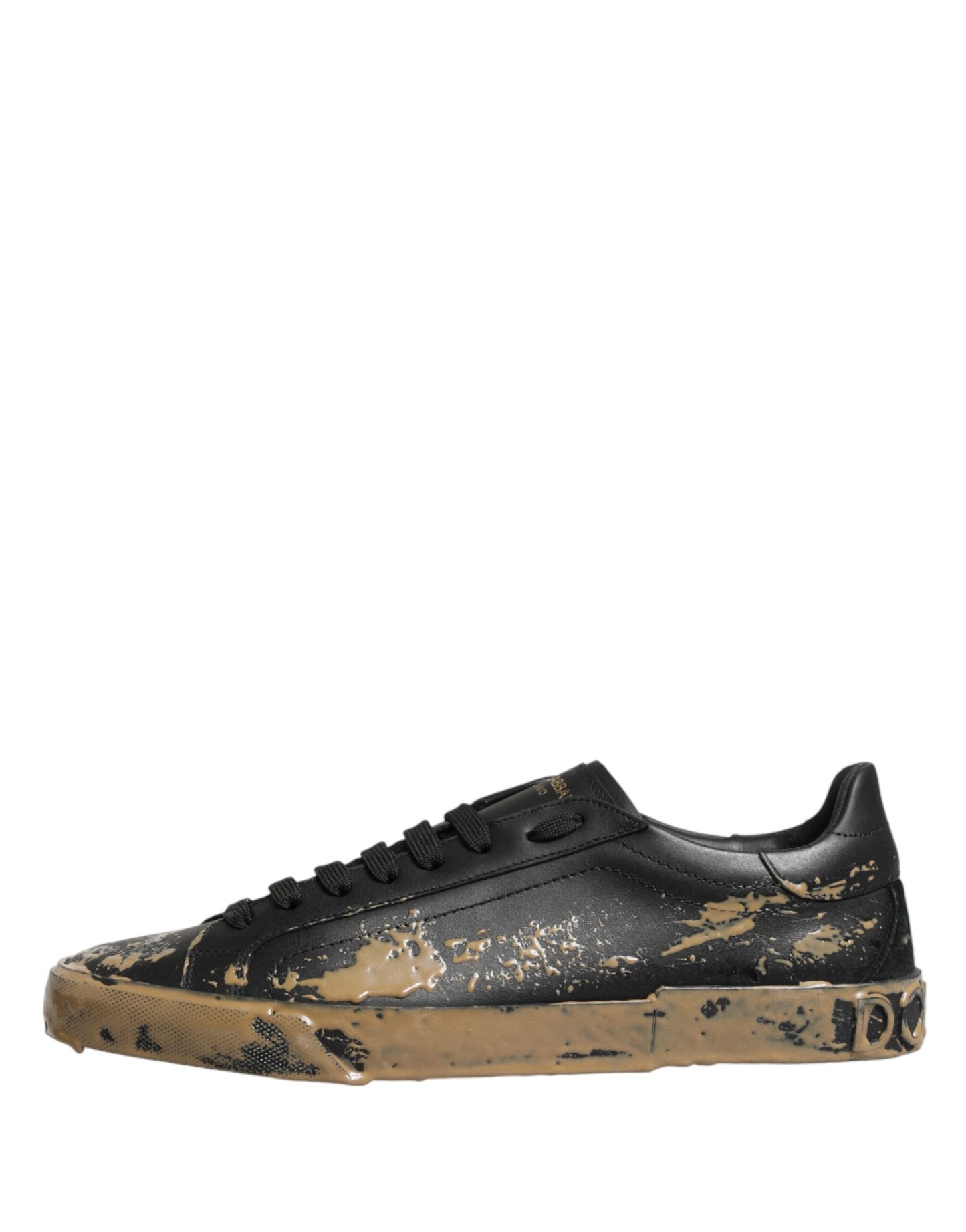 Dolce & Gabbana Black Portofino Mud Effect Low Top Sneakers