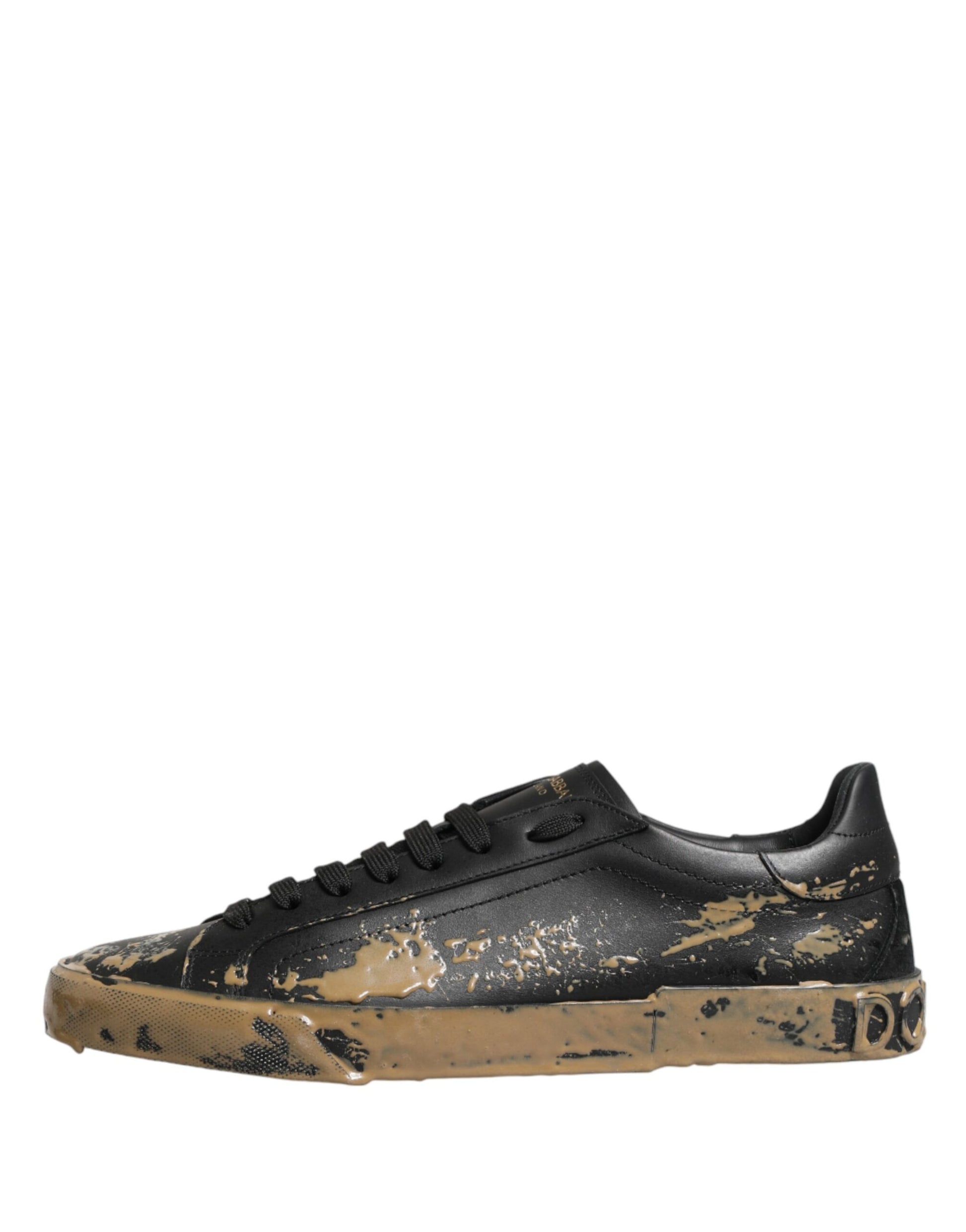 Dolce & Gabbana Black Portofino Mud Effect Low Top Sneakers