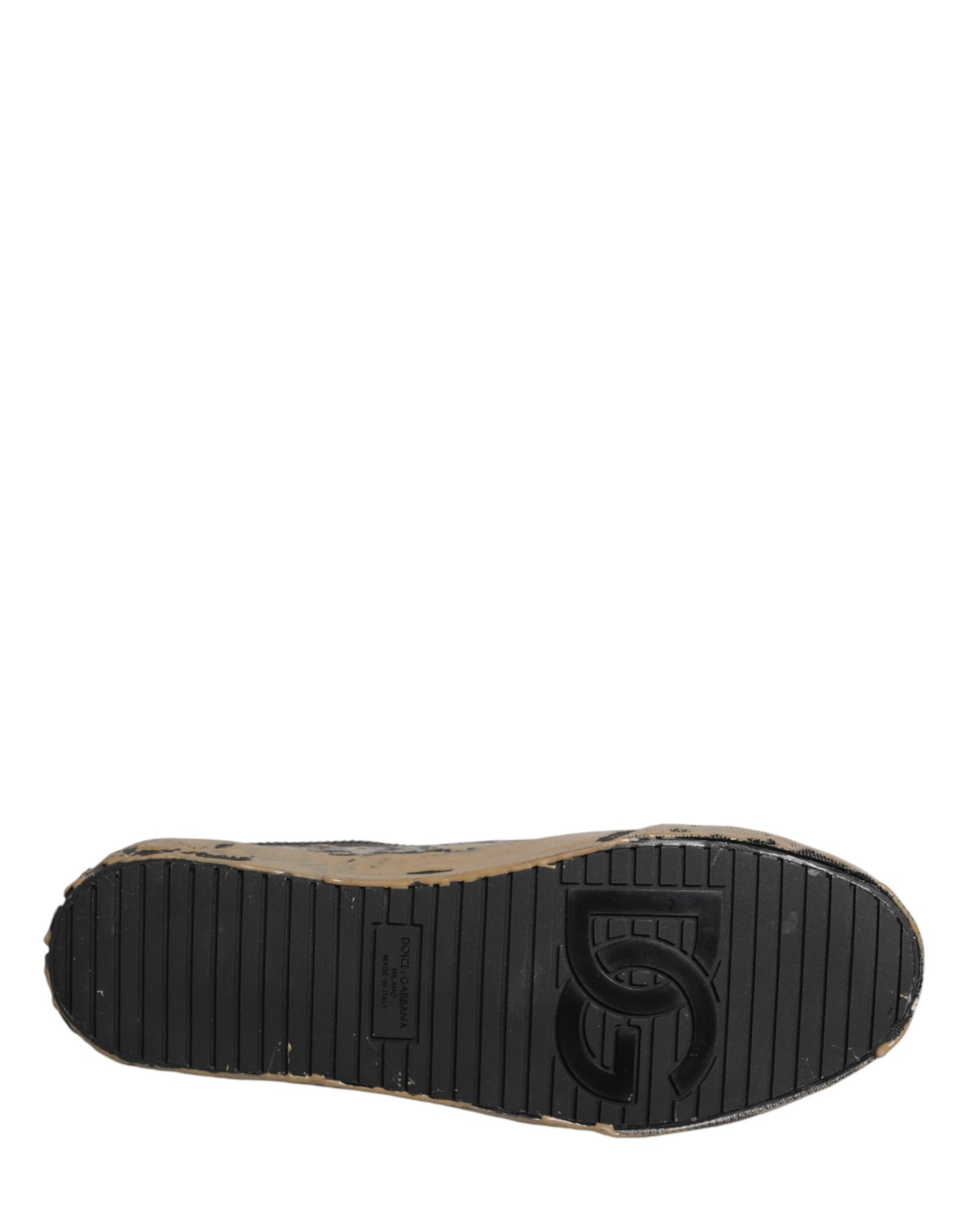 Dolce & Gabbana Black Portofino Mud Effect Low Top Sneakers