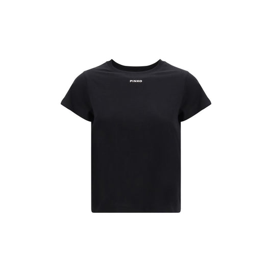PINKO Black Cotton Mini Logo T-Shirt