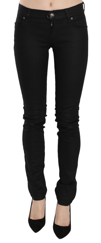 PLEIN SUD Cotton Black Mid Waist Skinny Denim Jeans