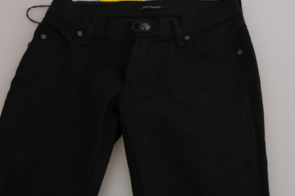 PLEIN SUD Cotton Black Mid Waist Skinny Denim Jeans