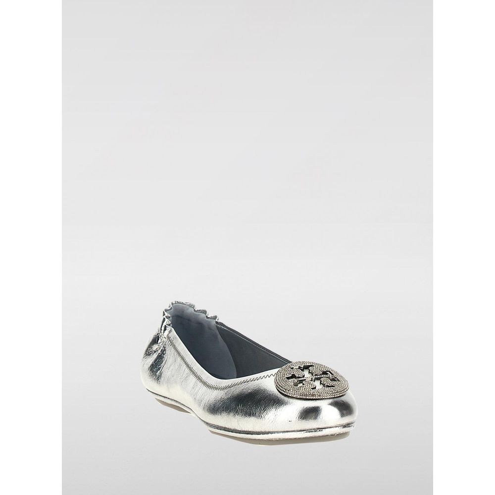 Tory Burch Silver Leather Ballet Flats Women