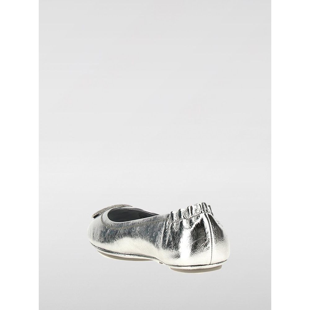 Tory Burch Silver Leather Ballet Flats Women