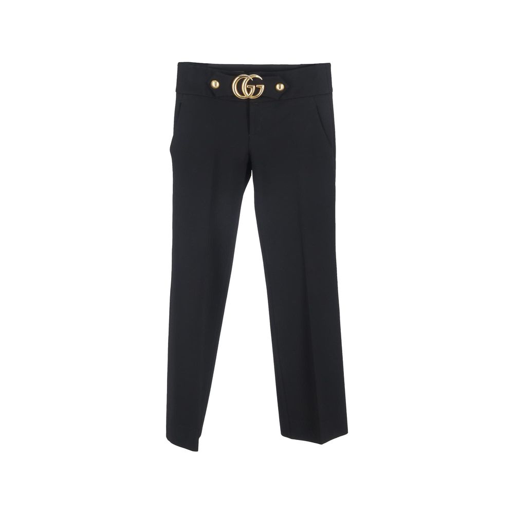 Gucci GG Marmont Wide Leg Trousers in Black Viscose