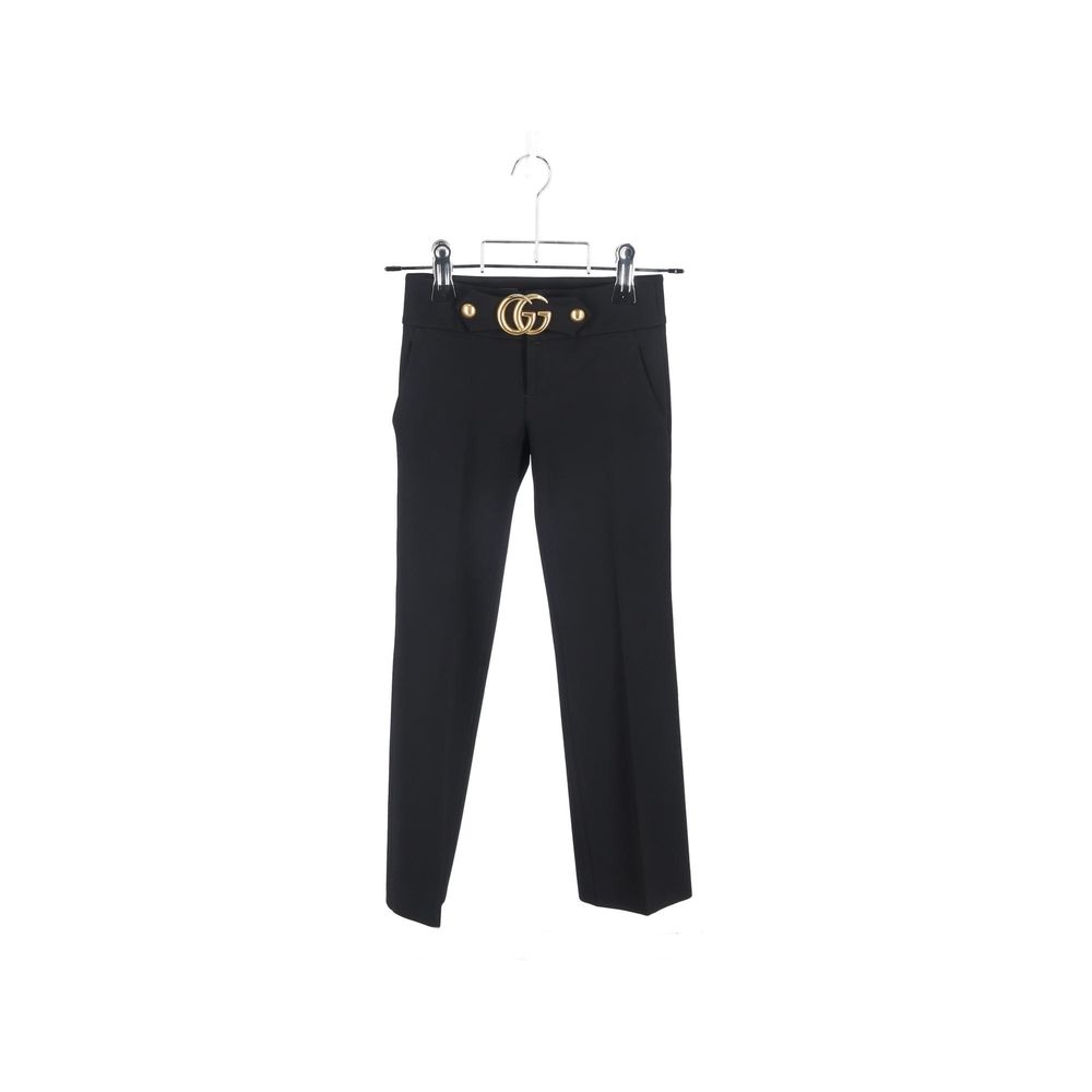 Gucci GG Marmont Wide Leg Trousers in Black Viscose